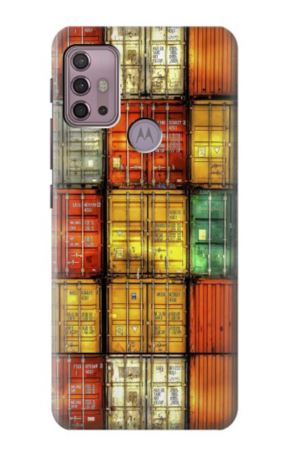 W3861 Colorful Container Block Hard Case and Leather Flip Case For Motorola Moto G30, G20, G10