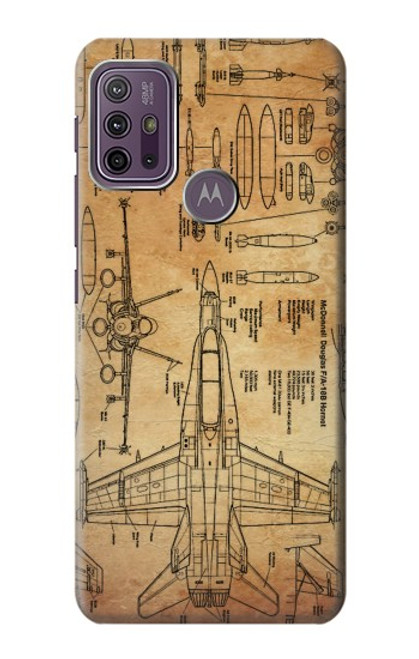 W3868 Aircraft Blueprint Old Paper Hard Case and Leather Flip Case For Motorola Moto G10 Power