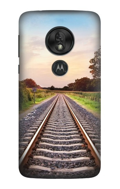 W3866 Railway Straight Train Track Hard Case and Leather Flip Case For Motorola Moto G7 Play