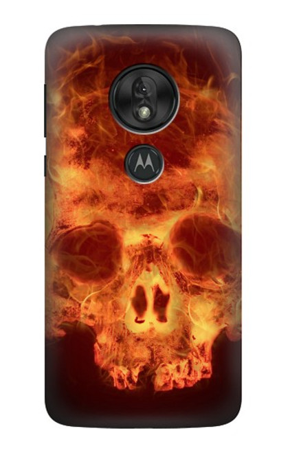 W3881 Fire Skull Hard Case and Leather Flip Case For Motorola Moto G7 Play