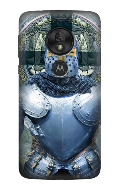 W3864 Medieval Templar Heavy Armor Knight Hard Case and Leather Flip Case For Motorola Moto G7 Power