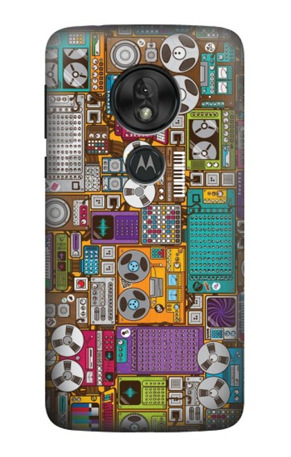 W3879 Retro Music Doodle Hard Case and Leather Flip Case For Motorola Moto G7 Power