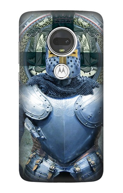W3864 Medieval Templar Heavy Armor Knight Hard Case and Leather Flip Case For Motorola Moto G7, Moto G7 Plus
