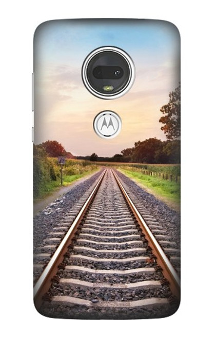 W3866 Railway Straight Train Track Hard Case and Leather Flip Case For Motorola Moto G7, Moto G7 Plus