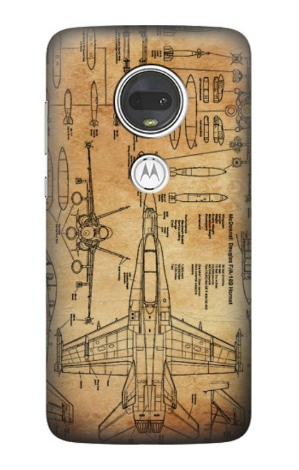 W3868 Aircraft Blueprint Old Paper Hard Case and Leather Flip Case For Motorola Moto G7, Moto G7 Plus