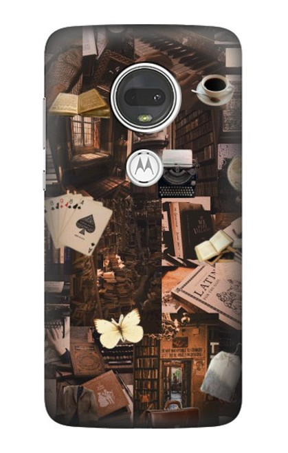 W3877 Dark Academia Hard Case and Leather Flip Case For Motorola Moto G7, Moto G7 Plus