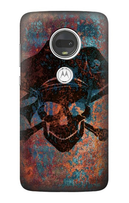 W3895 Pirate Skull Metal Hard Case and Leather Flip Case For Motorola Moto G7, Moto G7 Plus