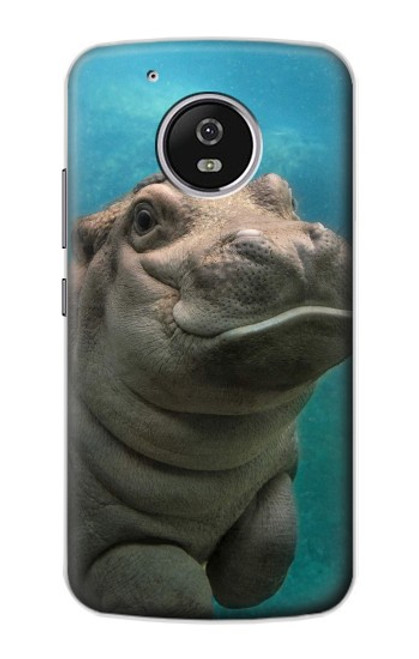 W3871 Cute Baby Hippo Hippopotamus Hard Case and Leather Flip Case For Motorola Moto G5