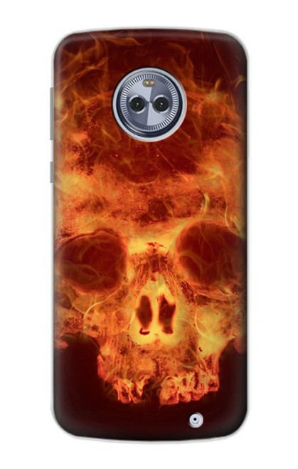 W3881 Fire Skull Hard Case and Leather Flip Case For Motorola Moto X4