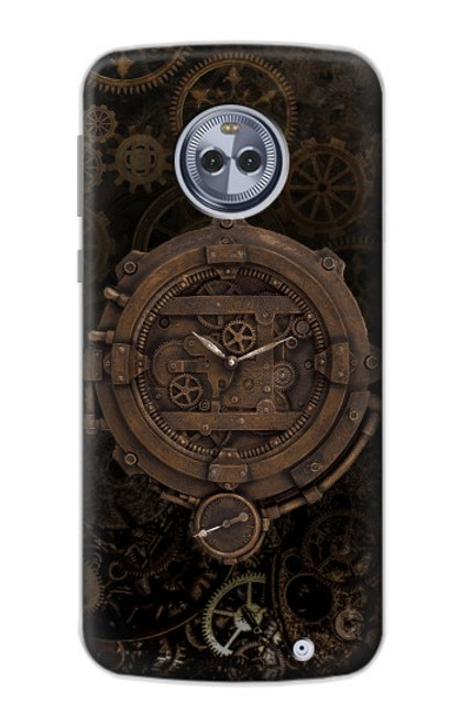 W3902 Steampunk Clock Gear Hard Case and Leather Flip Case For Motorola Moto X4