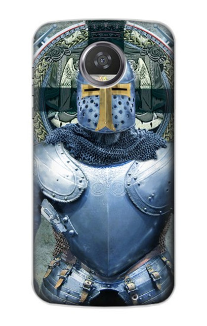 W3864 Medieval Templar Heavy Armor Knight Hard Case and Leather Flip Case For Motorola Moto Z2 Play, Z2 Force