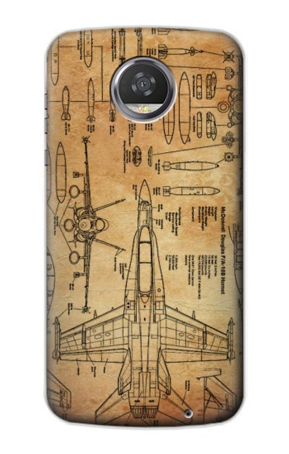 W3868 Aircraft Blueprint Old Paper Hard Case and Leather Flip Case For Motorola Moto Z2 Play, Z2 Force