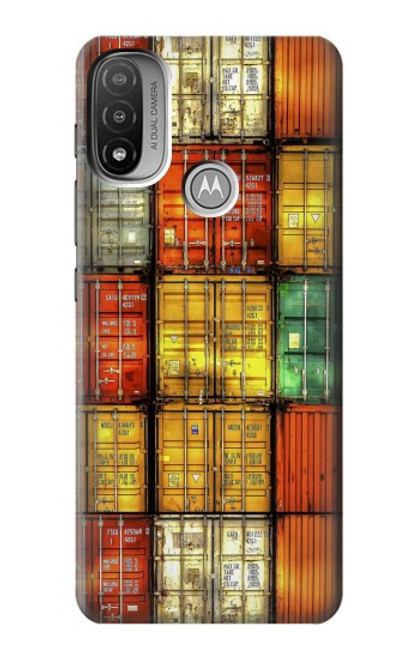 W3861 Colorful Container Block Hard Case and Leather Flip Case For Motorola Moto E20,E30,E40