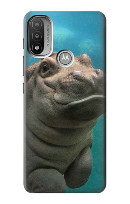 W3871 Cute Baby Hippo Hippopotamus Hard Case and Leather Flip Case For Motorola Moto E20,E30,E40