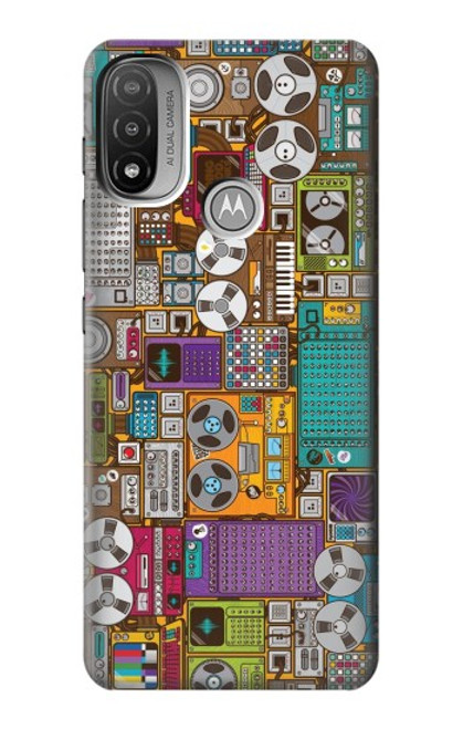 W3879 Retro Music Doodle Hard Case and Leather Flip Case For Motorola Moto E20,E30,E40