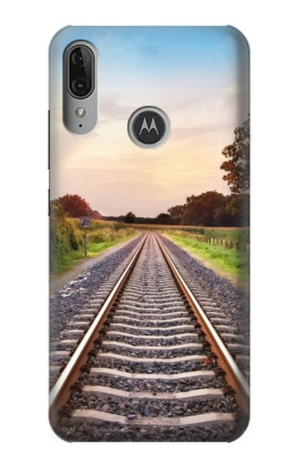 W3866 Railway Straight Train Track Hard Case and Leather Flip Case For Motorola Moto E6 Plus, Moto E6s