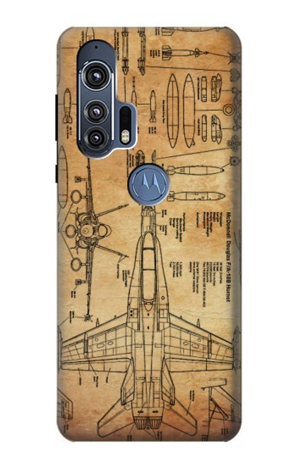 W3868 Aircraft Blueprint Old Paper Hard Case and Leather Flip Case For Motorola Edge+