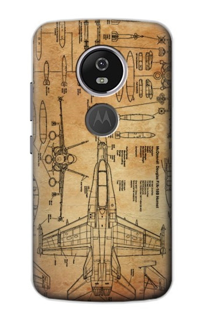 W3868 Aircraft Blueprint Old Paper Hard Case and Leather Flip Case For Motorola Moto E5 Plus