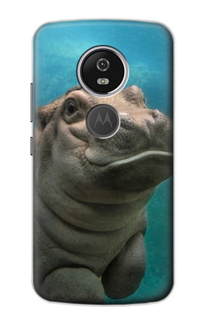 W3871 Cute Baby Hippo Hippopotamus Hard Case and Leather Flip Case For Motorola Moto E5 Plus