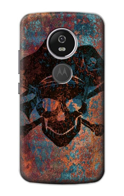 W3895 Pirate Skull Metal Hard Case and Leather Flip Case For Motorola Moto E5 Plus