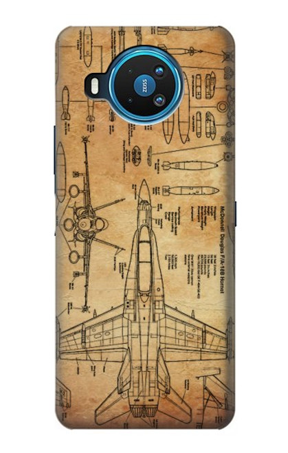 W3868 Aircraft Blueprint Old Paper Hard Case and Leather Flip Case For Nokia 8.3 5G