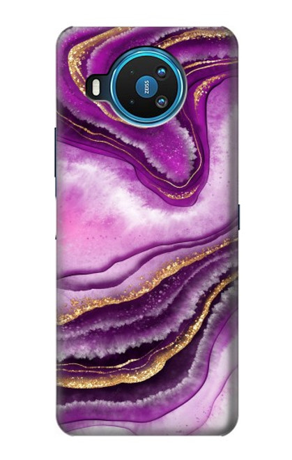 W3896 Purple Marble Gold Streaks Hard Case and Leather Flip Case For Nokia 8.3 5G