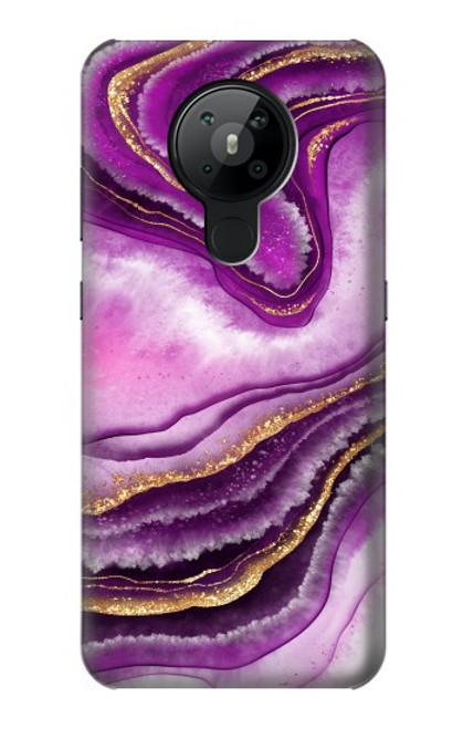 W3896 Purple Marble Gold Streaks Hard Case and Leather Flip Case For Nokia 5.3