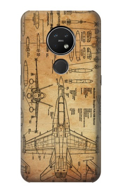 W3868 Aircraft Blueprint Old Paper Hard Case and Leather Flip Case For Nokia 7.2