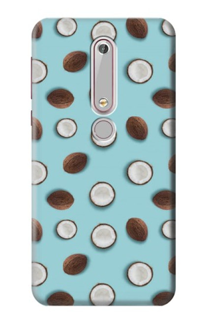 W3860 Coconut Dot Pattern Hard Case and Leather Flip Case For Nokia 6.1, Nokia 6 2018