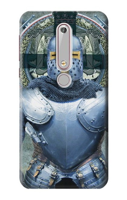W3864 Medieval Templar Heavy Armor Knight Hard Case and Leather Flip Case For Nokia 6.1, Nokia 6 2018
