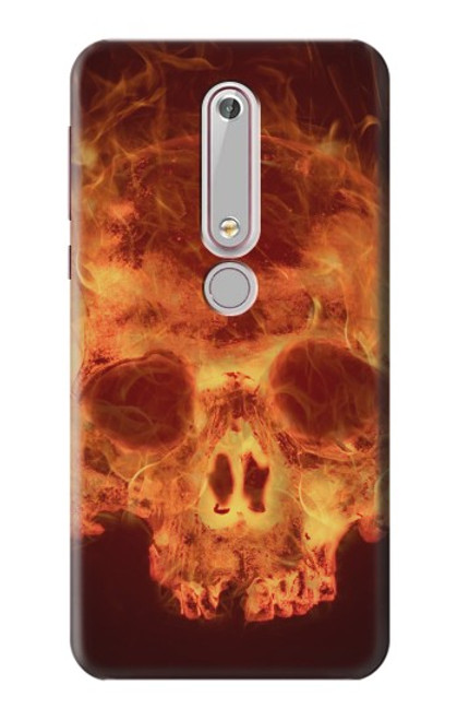 W3881 Fire Skull Hard Case and Leather Flip Case For Nokia 6.1, Nokia 6 2018