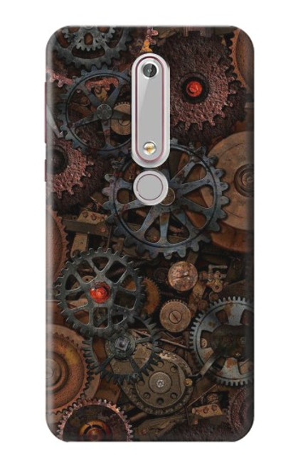 W3884 Steampunk Mechanical Gears Hard Case and Leather Flip Case For Nokia 6.1, Nokia 6 2018