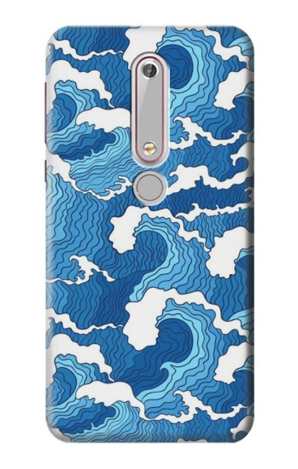 W3901 Aesthetic Storm Ocean Waves Hard Case and Leather Flip Case For Nokia 6.1, Nokia 6 2018