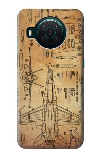 W3868 Aircraft Blueprint Old Paper Hard Case and Leather Flip Case For Nokia X10