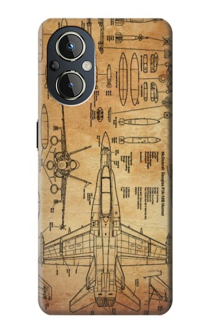 W3868 Aircraft Blueprint Old Paper Hard Case and Leather Flip Case For OnePlus Nord N20 5G