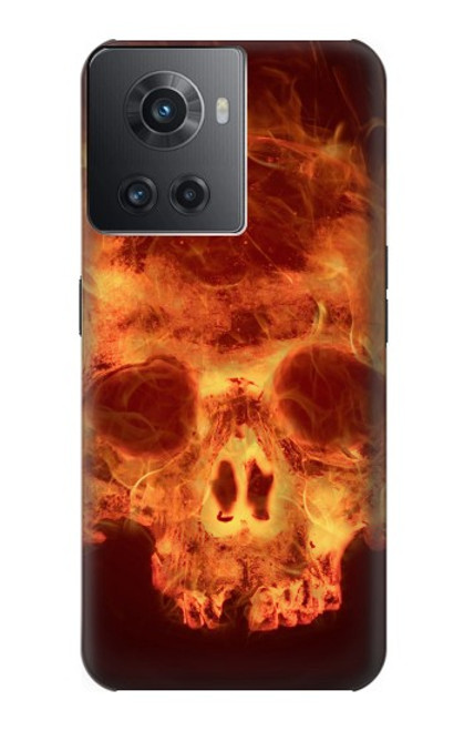 W3881 Fire Skull Hard Case and Leather Flip Case For OnePlus 10R