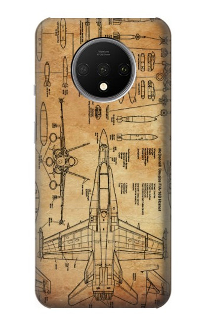 W3868 Aircraft Blueprint Old Paper Hard Case and Leather Flip Case For OnePlus 7T