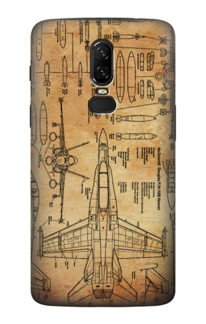 W3868 Aircraft Blueprint Old Paper Hard Case and Leather Flip Case For OnePlus 6