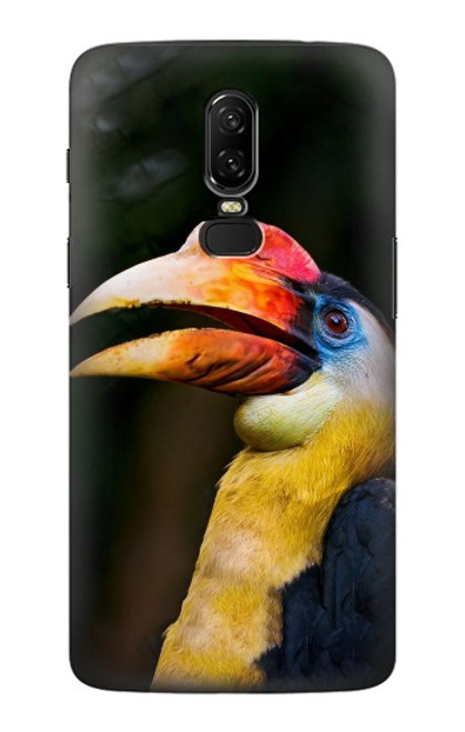 W3876 Colorful Hornbill Hard Case and Leather Flip Case For OnePlus 6