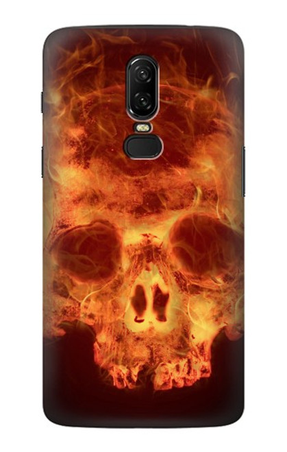 W3881 Fire Skull Hard Case and Leather Flip Case For OnePlus 6