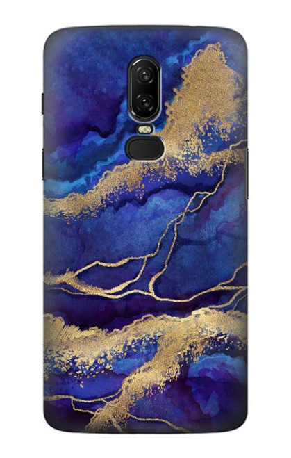 W3906 Navy Blue Purple Marble Hard Case and Leather Flip Case For OnePlus 6