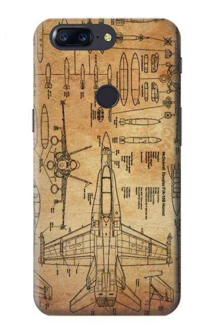 W3868 Aircraft Blueprint Old Paper Hard Case and Leather Flip Case For OnePlus 5T