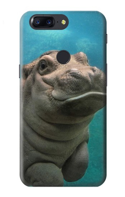 W3871 Cute Baby Hippo Hippopotamus Hard Case and Leather Flip Case For OnePlus 5T