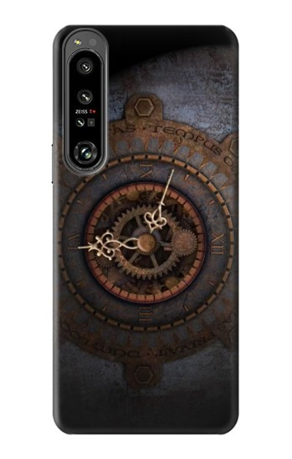 W3908 Vintage Clock Hard Case and Leather Flip Case For Sony Xperia 1 IV