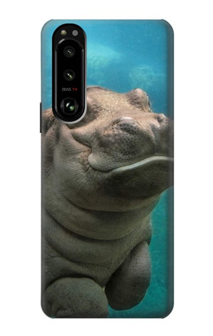 W3871 Cute Baby Hippo Hippopotamus Hard Case and Leather Flip Case For Sony Xperia 5 III
