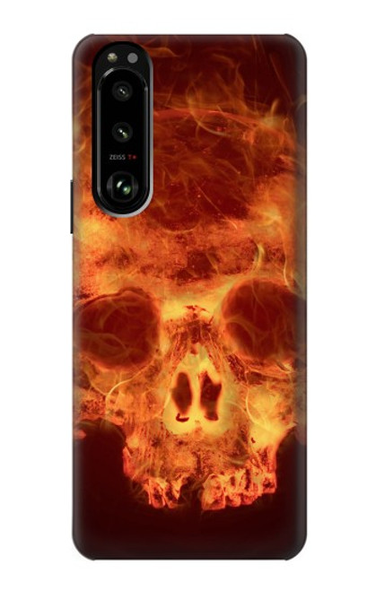 W3881 Fire Skull Hard Case and Leather Flip Case For Sony Xperia 5 III