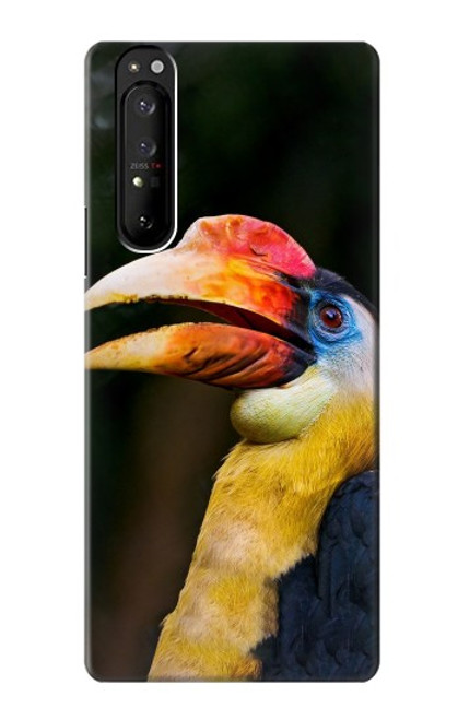 W3876 Colorful Hornbill Hard Case and Leather Flip Case For Sony Xperia 1 III