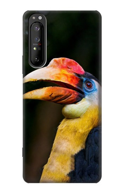 W3876 Colorful Hornbill Hard Case and Leather Flip Case For Sony Xperia 1 II