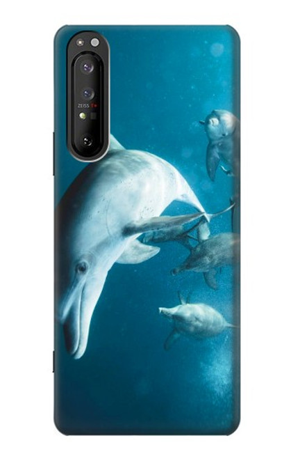W3878 Dolphin Hard Case and Leather Flip Case For Sony Xperia 1 II
