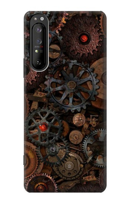W3884 Steampunk Mechanical Gears Hard Case and Leather Flip Case For Sony Xperia 1 II